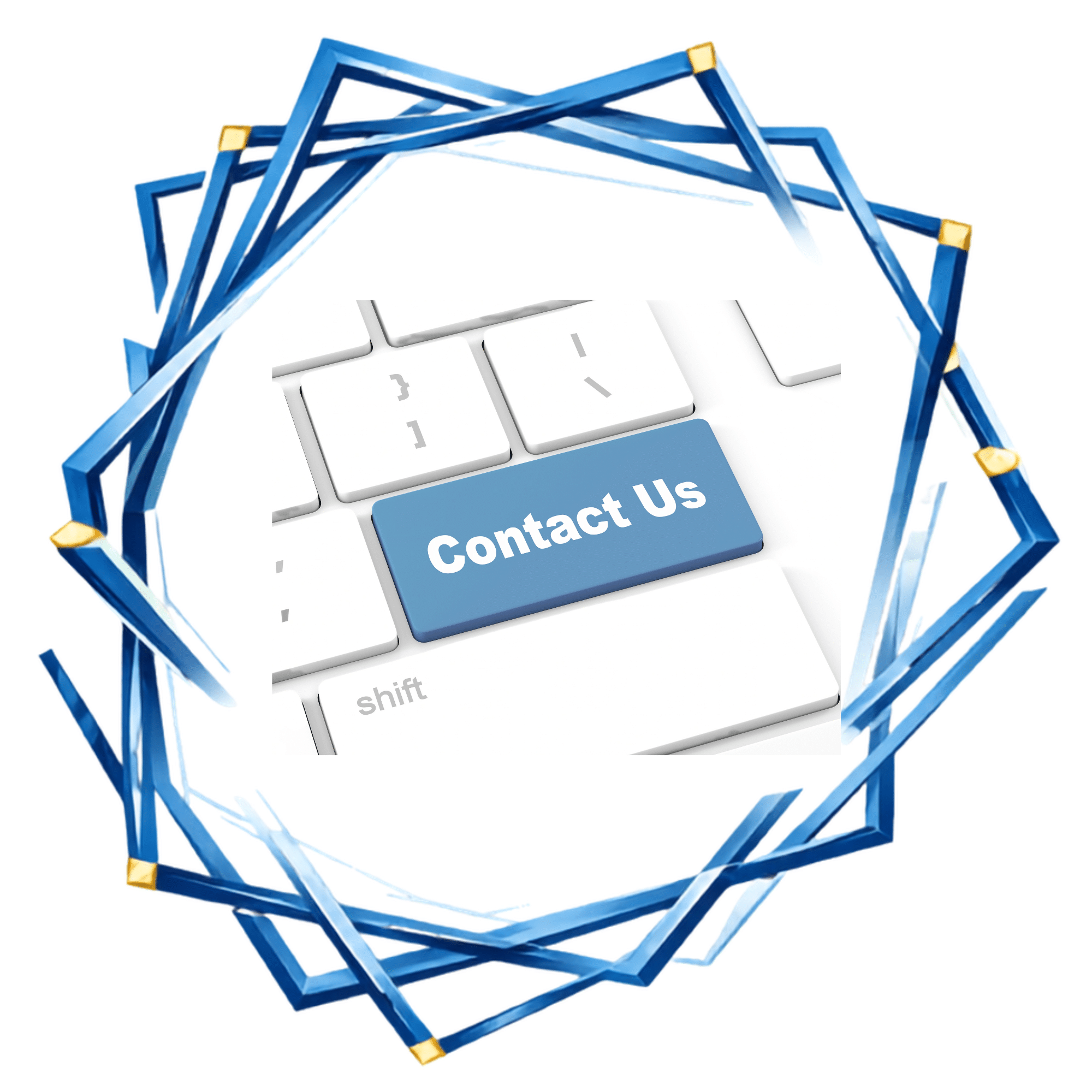 Contact us image of keyboard with "Contact Us" where the enter key is inside the "ring" of the Tripod logo.